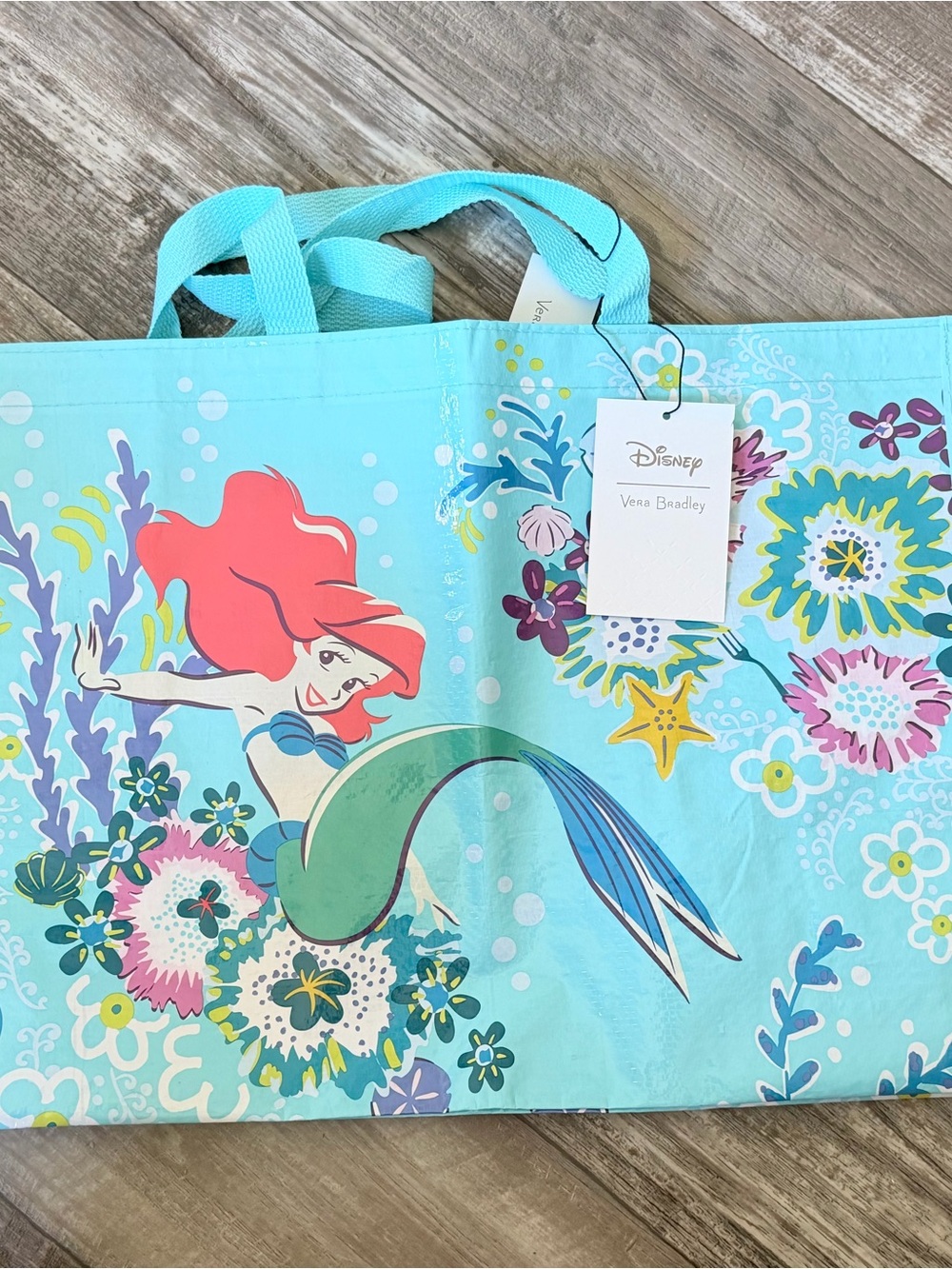 Disney Vera Bradley Ariel Tote Bag in Aqua and Coral